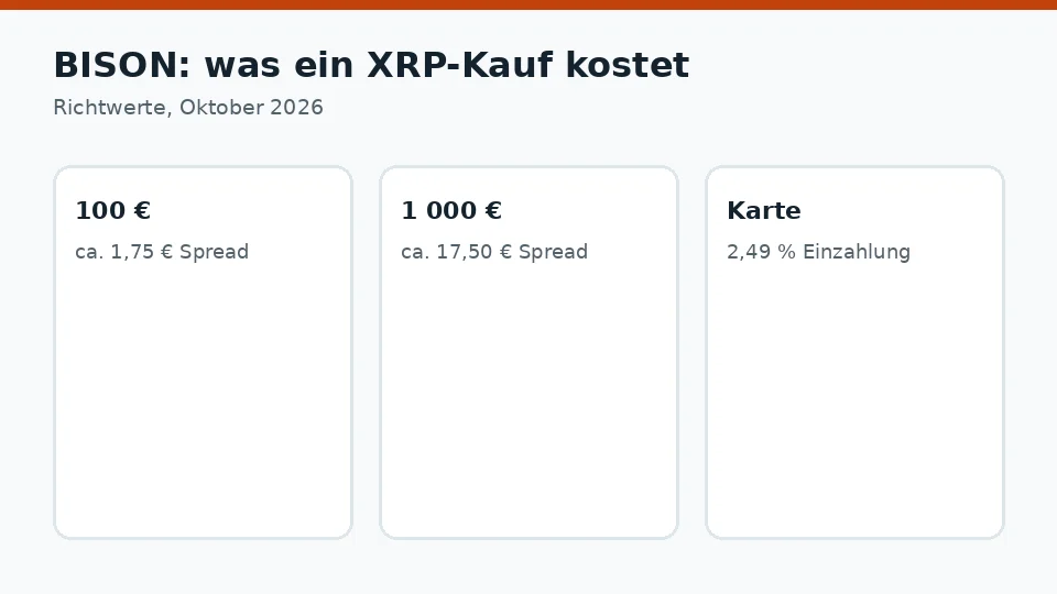 BISON: Kosten für einen XRP-Kauf von 100 € und 1 000 €